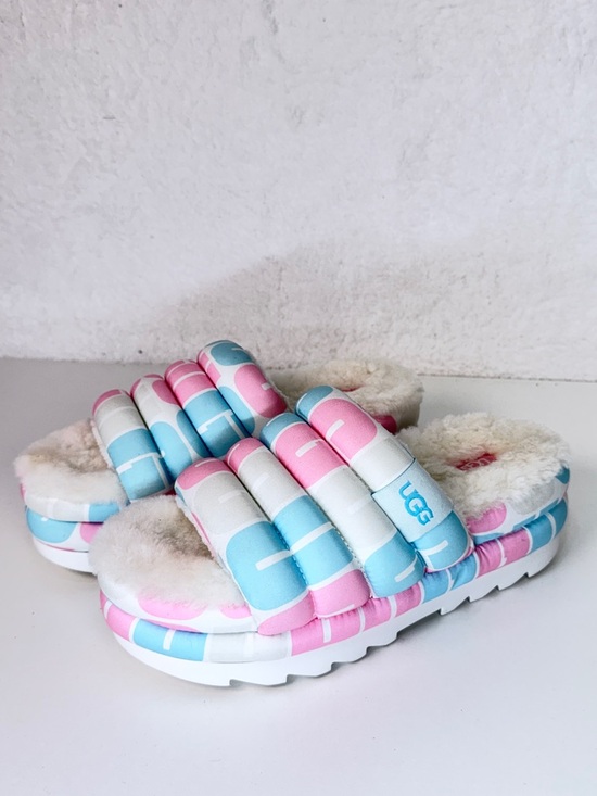 UGG Shoes - UGG Pride Maxi Platform Slide Sandal Pink Blue Size 8 multicolor Summer sandal
